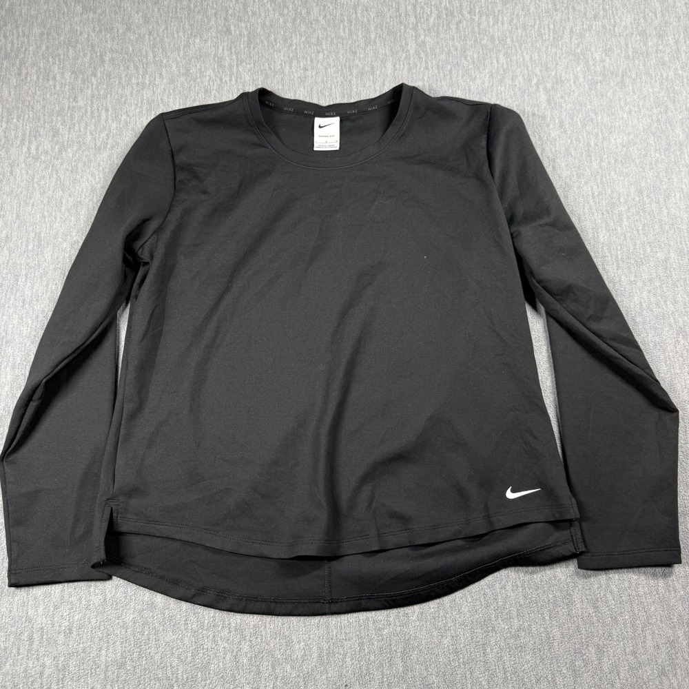 Nike Shirt Womens L Black Therma-FIT Long Sleeve Activewear Workout Top